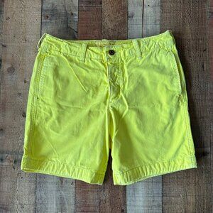 Hollister California Mens Yellow Cotton Button-Fly Shorts Size 33 Comfortable